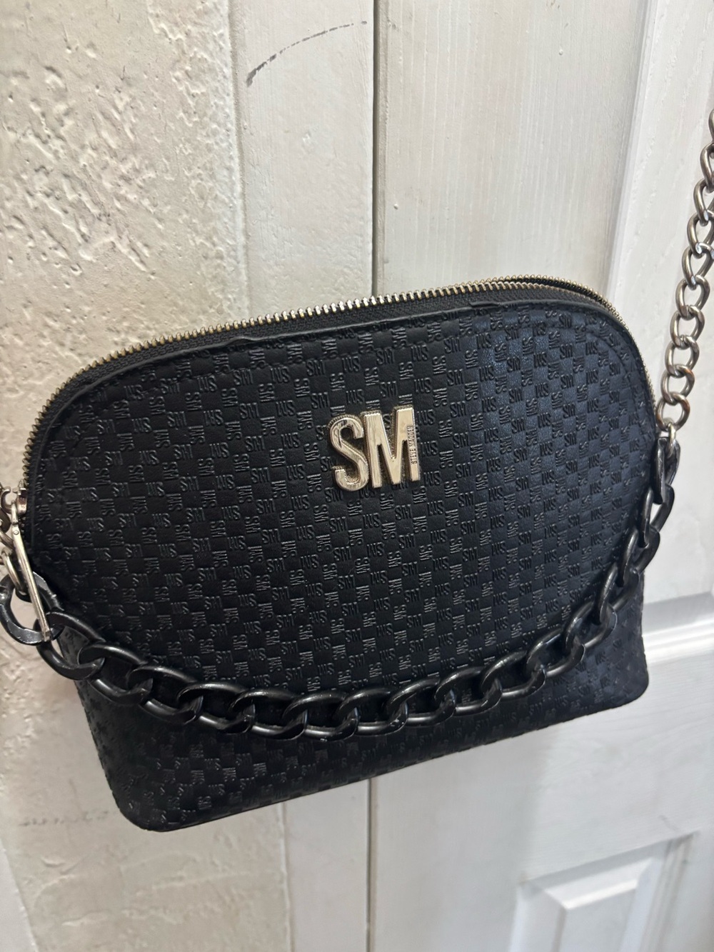 Steve Madden Monogram Black Chain Crossbody Bag